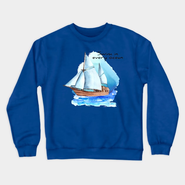 Swim In Every Ocean Crewneck Sweatshirt by Mako Design 